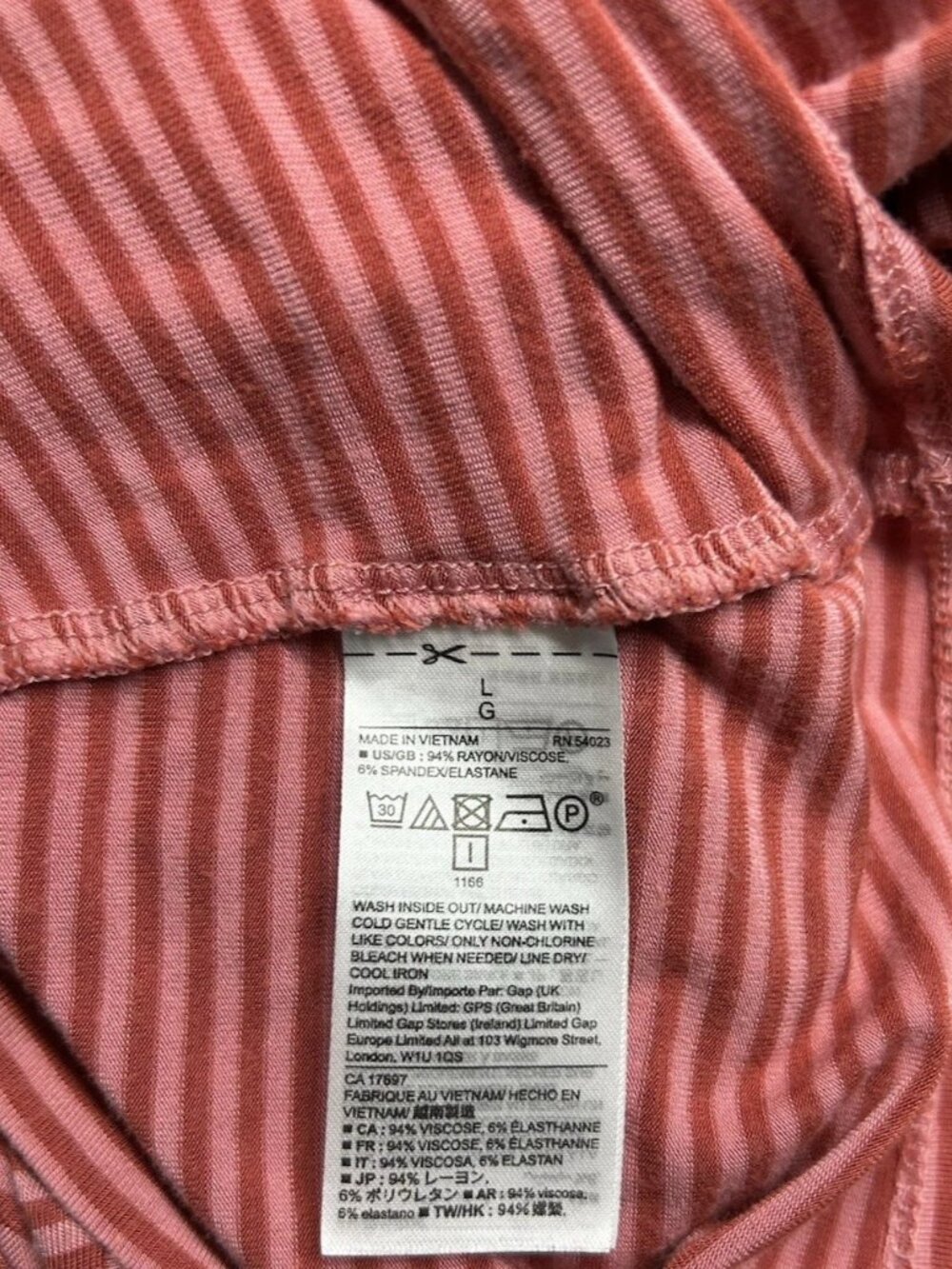 Gap Red and Pink Striped Casual Dress Size Large - Picture 5 of 5